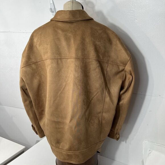 Mauve Vegan Suede Trucker Jacket Womens XL Honey Caramel Gold Buttons - Picture 6 of 16